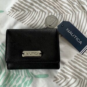 Nautica Black Leather Key & Card Holder